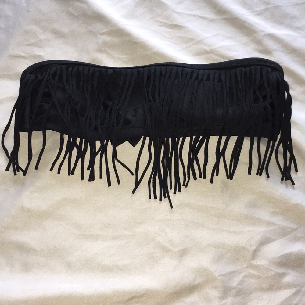 Black fringe bikini top